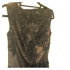 NWT evening dress. Black lace over nude sheath